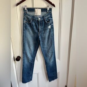 MOTHER Women’s The Dazzler Distressed Blue Skinny Jeans